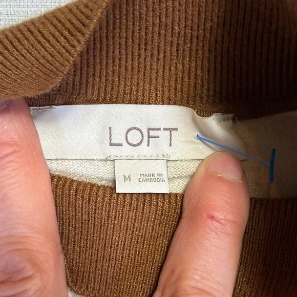 LOFT Colorblock Mock Neck Sweater Long Sleeve Women's Size M‎ - Picture 2 of 8